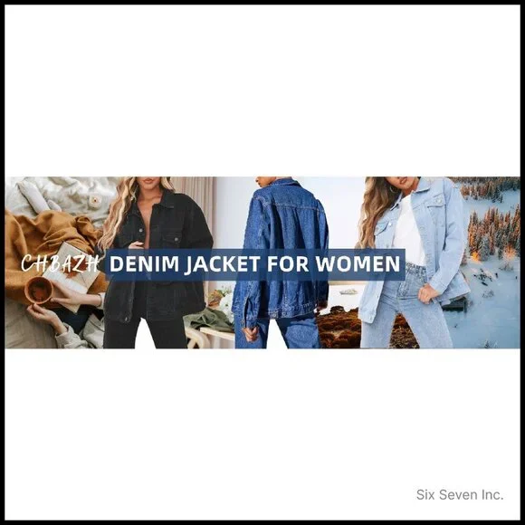 Distressed Oversized Denim Trucker Jacket Women's Long Sleeve Button Up - Picture 8 of 8